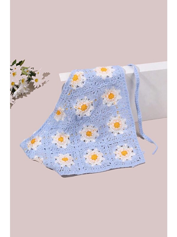 New Obsessions Çiçekli Örgü Üçgen Bandana