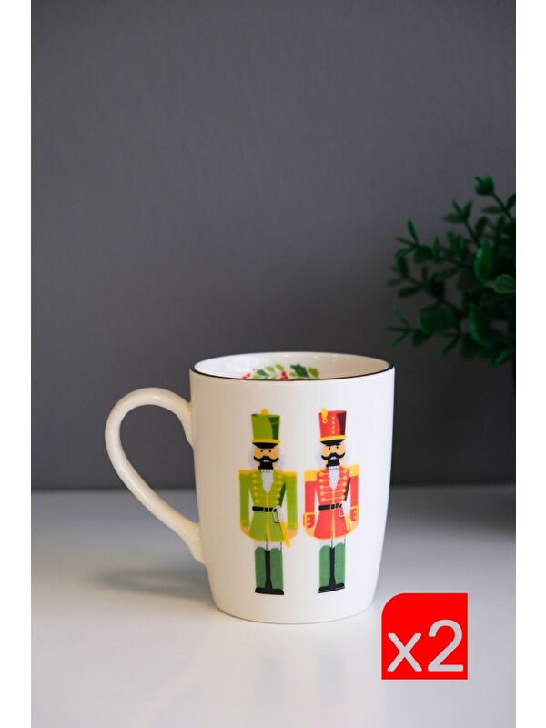 TABAK EVİ Porselen Altın Yaldızlı Kurşun Asker Kulplu Mug Kupa 9cm 220ml 2 li