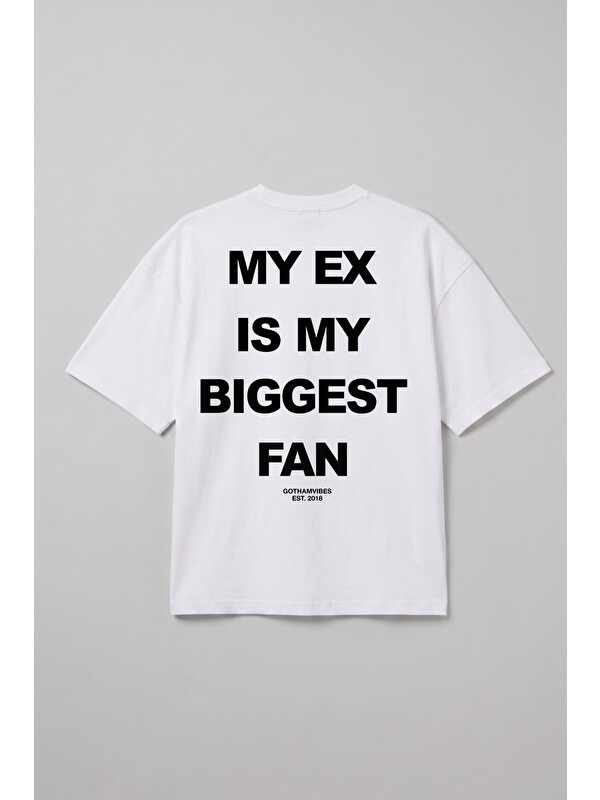 gothamVibes Erkek Boxy Ex Beyaz Premium T-Shirt