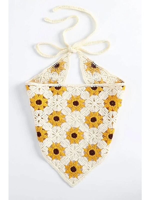 New Obsessions Çiçekli Örgü Üçgen Bandana