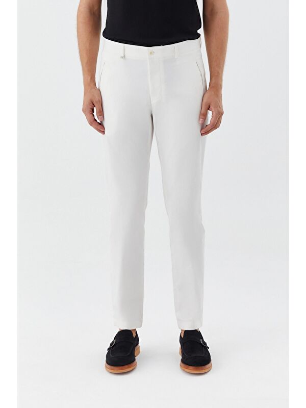 Sabri Özel Regular Fit Klasik Erkek Pantolon Beyaz