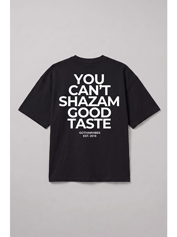 gothamVibes Erkek Boxy Shazam Siyah Premium T-Shirt