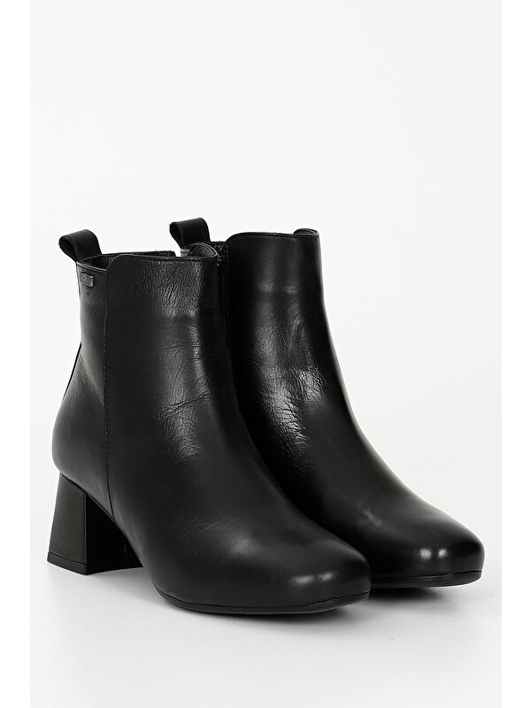 SİYAH Hakiki Deri Topuklu Fermuarlı Kadın Günlük Bot 51474 - Görsel 3