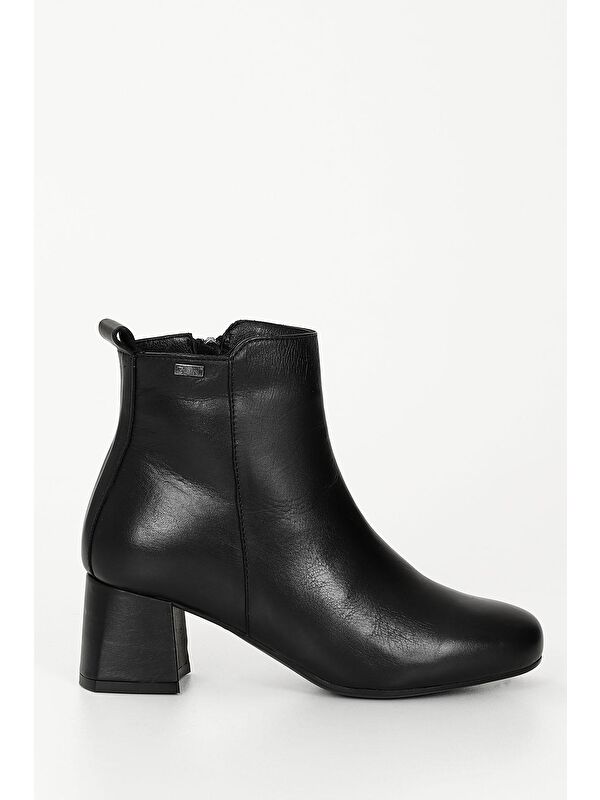 SİYAH Hakiki Deri Topuklu Fermuarlı Kadın Günlük Bot 51474 - Görsel 5