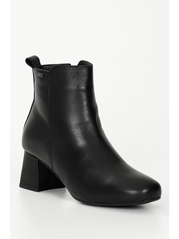 SİYAH Hakiki Deri Topuklu Fermuarlı Kadın Günlük Bot 51474 - Görsel 6