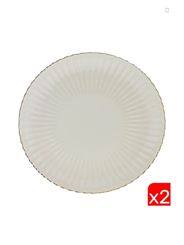 Kütahya Porselen Bone Luz Altın File Servis Tabağı 27cm 2 li