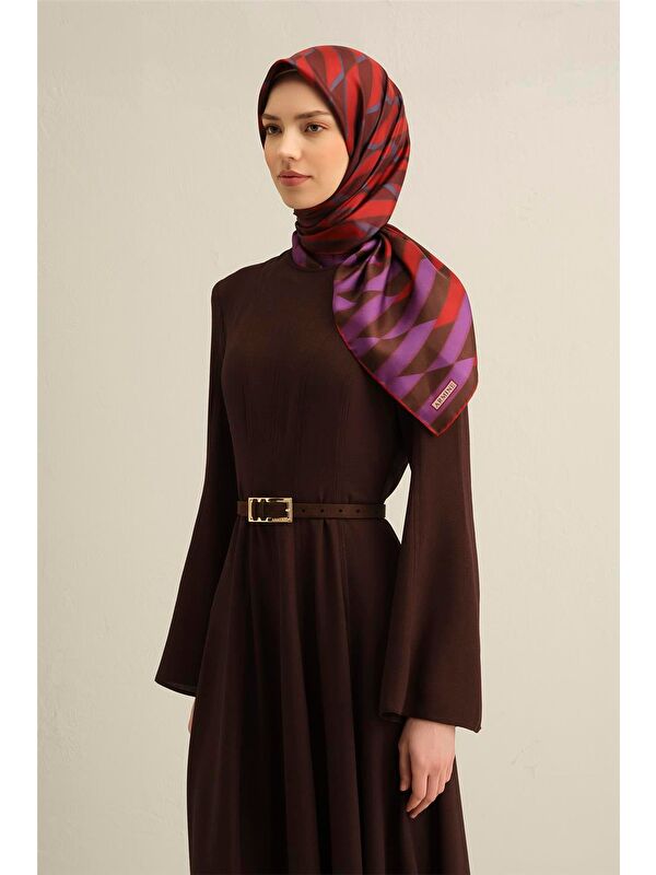 ARMİNE Geometrik Desenli Saf İpek Twill Eşarp 9325 83