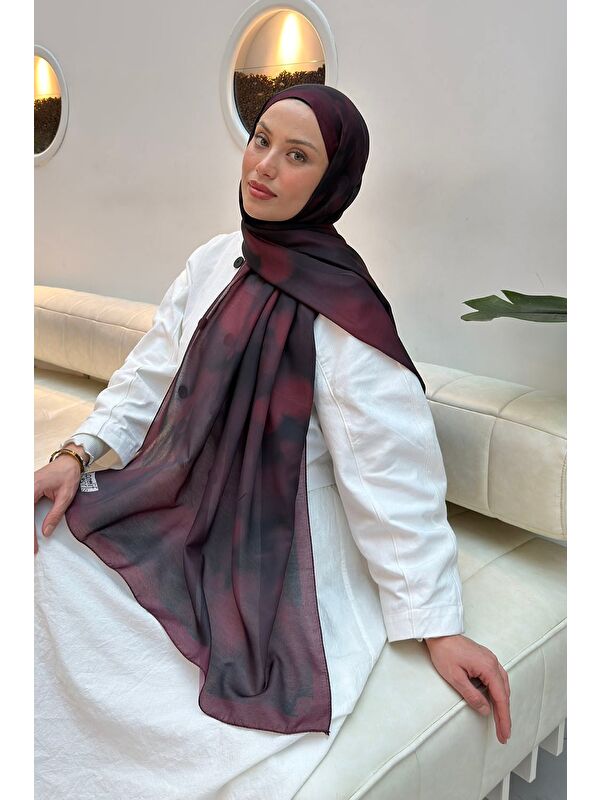 Lamelif Batik Desen Soft Şal Bordo