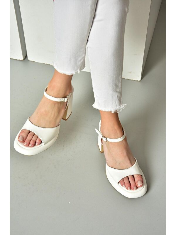 S5690128 Beyaz Kadın Topuklu Ayakkabı - Görsel 5