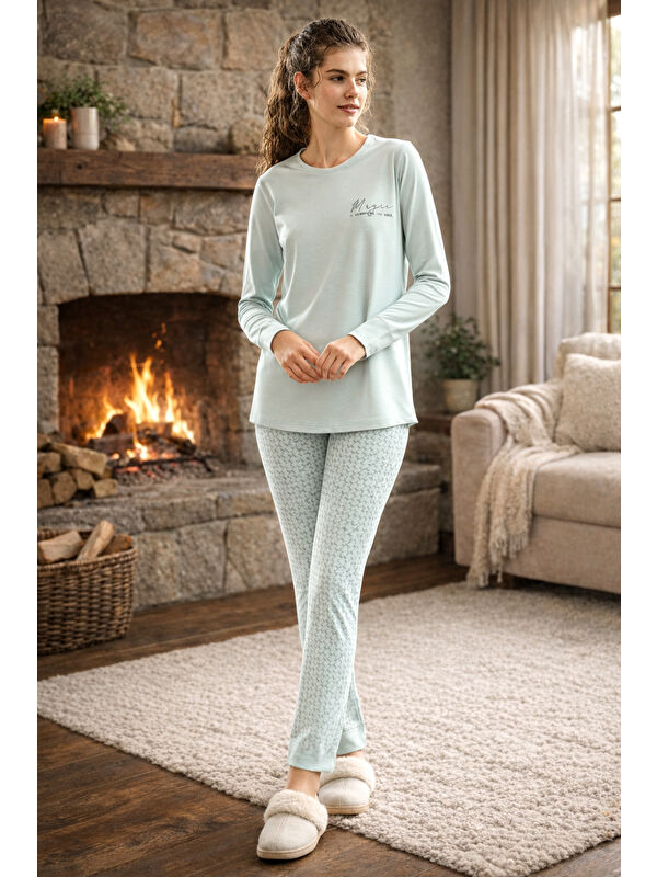 Remsa Kadın Uzun Kol Pijama Takımı 40031 Mint02