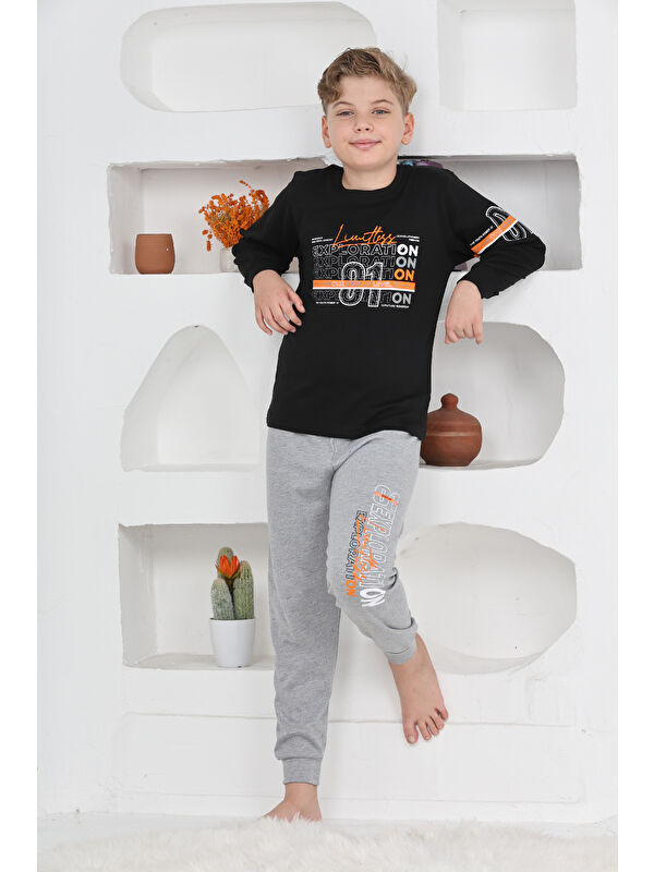 Modanino Erkek Çocuk Baskılı %100 Pamuk İnterlok Kumaş Pijama Takımı 12446