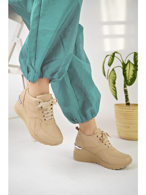 NEPAL Kadın Ortopedik Yüksek Taban Günlük Bağcıklı Sneaker Spor Ayakkabı - Görsel 7