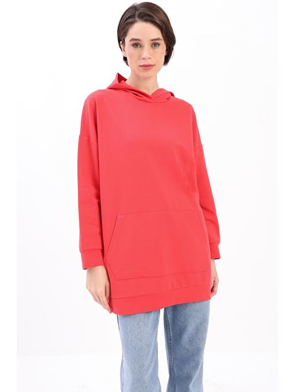 ALLDAY Nar Çiçeği Kapüşonlu Sweat Tunik