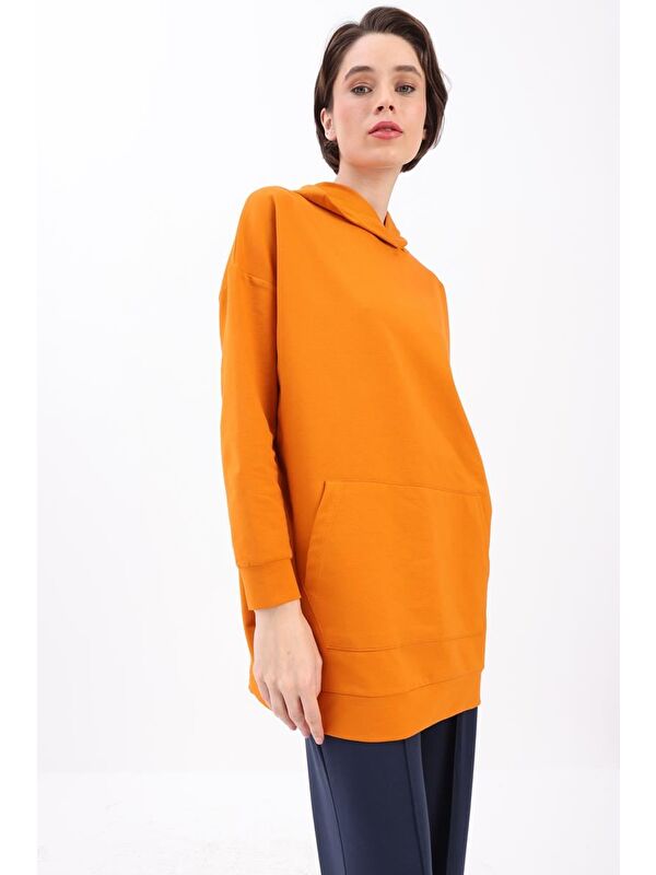 ALLDAY Turuncu Kapüşonlu Sweat Tunik