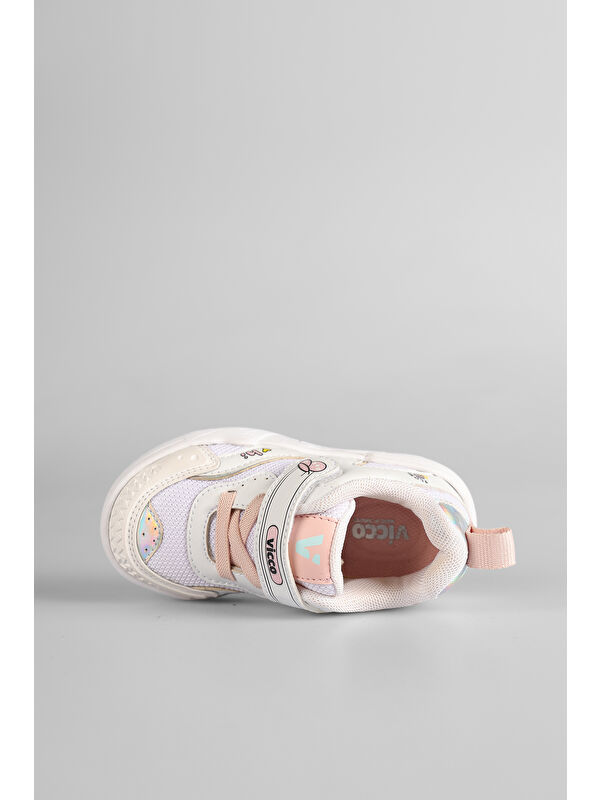 Repair Baskılı Kız Bebek Beyaz/Pudra Sneaker - Görsel 4