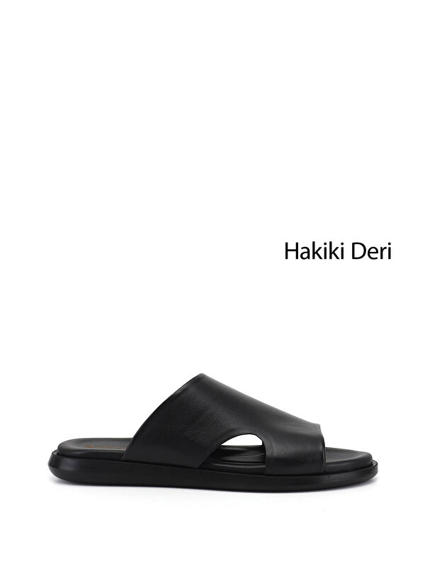 GÖNDERİ(R) Erkek SİYAH Hakiki Deri Terlik