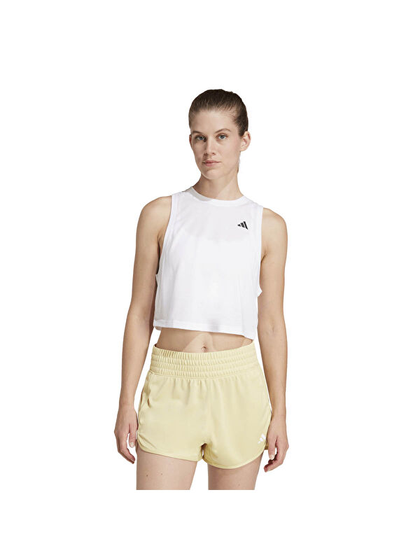 Adidas Train Essentials Boxy Workout Kadın Beyaz Yuvarlak Yaka Atlet