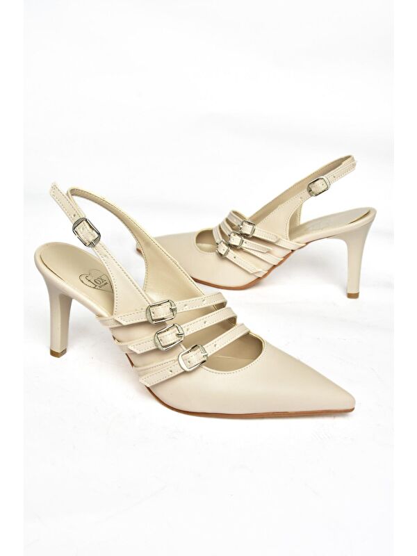 R6542183 Bej Kadın Topuklu Ayakkabı - Görsel 4