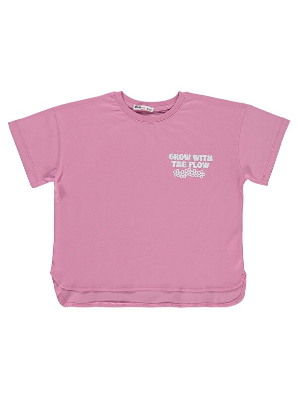 Civil Girls Grow with The Flow Baskılı 10-13 Yaş Tişört - Pembe