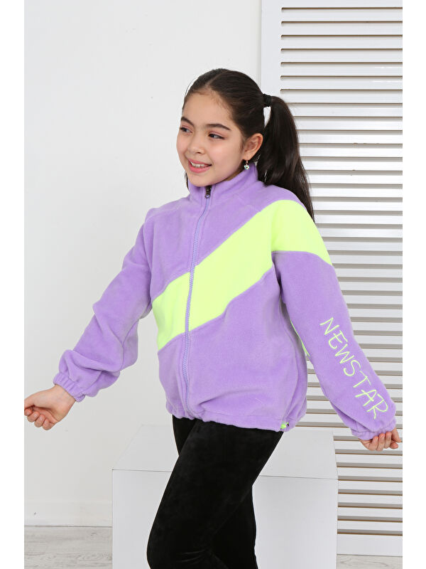 Toontoykids Kız Çocuk Blok Renkli Polar Hırka