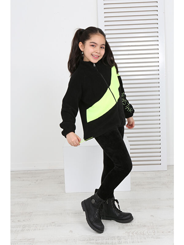 Toontoykids Kız Çocuk Blok Renkli Polar Hırka
