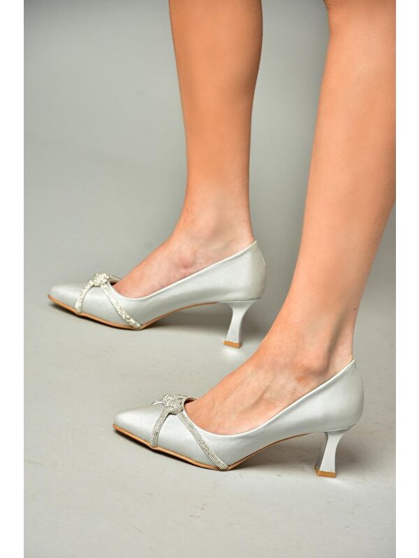 S2460616 Gümüş Kadın Topuklu Ayakkabı - Görsel 6