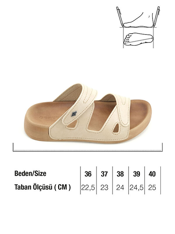 Kadın Yazlık Suni Deri Cırt Cırtlı Ayarlanabilir Rahat Taban Günlük Terlik - Görsel 3