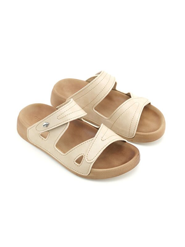 Kadın Yazlık Suni Deri Cırt Cırtlı Ayarlanabilir Rahat Taban Günlük Terlik - Görsel 4