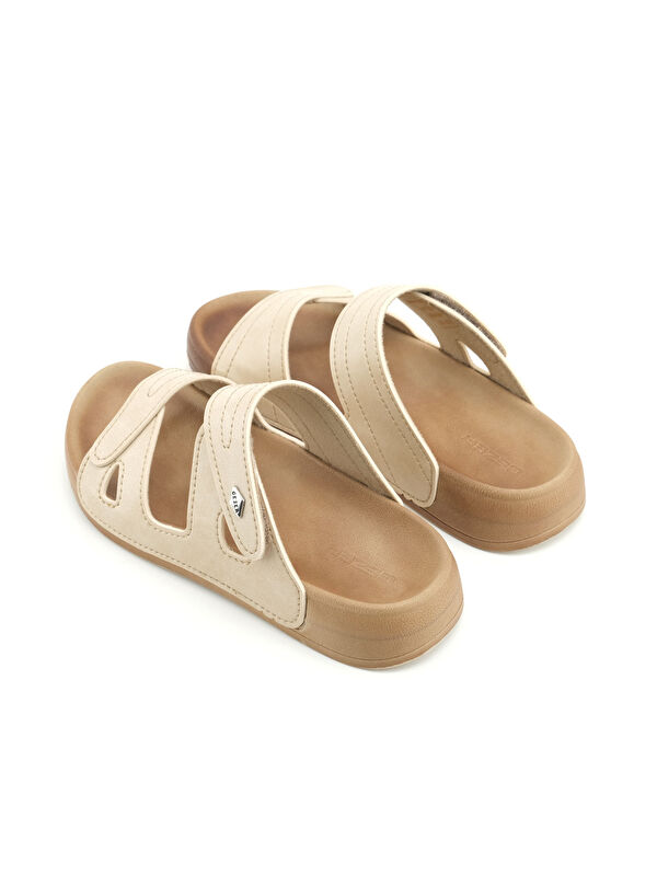 Kadın Yazlık Suni Deri Cırt Cırtlı Ayarlanabilir Rahat Taban Günlük Terlik - Görsel 5