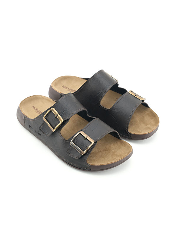 Naturela Comfort Erkek Yazlık Suni Deri Çift Toka Ayarlanabilir Rahat Taban Günlük Terlik - Görsel 4