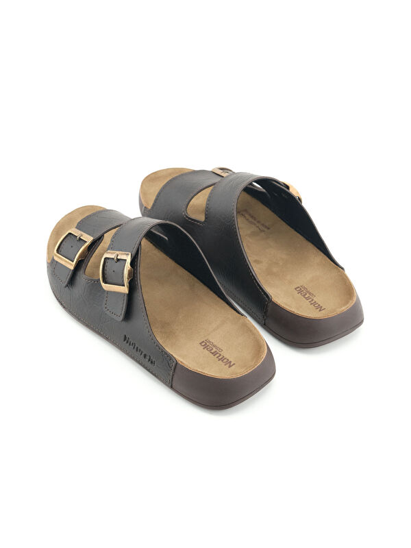 Naturela Comfort Erkek Yazlık Suni Deri Çift Toka Ayarlanabilir Rahat Taban Günlük Terlik - Görsel 5