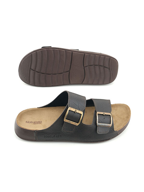 Naturela Comfort Erkek Yazlık Suni Deri Çift Toka Ayarlanabilir Rahat Taban Günlük Terlik - Görsel 6