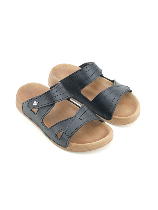 Kadın Yazlık Suni Deri Cırt Cırtlı Ayarlanabilir Rahat Taban Günlük Terlik - Görsel 4