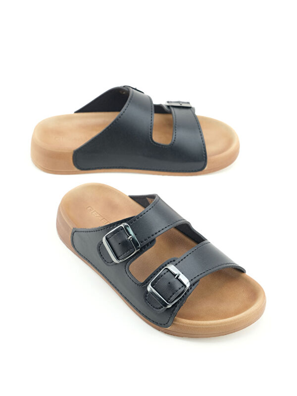 Kadın Yazlık Suni Deri İki Kemer Cırt Cırtlı Ayarlanabilir Rahat Taban Günlük Terlik - Görsel 2