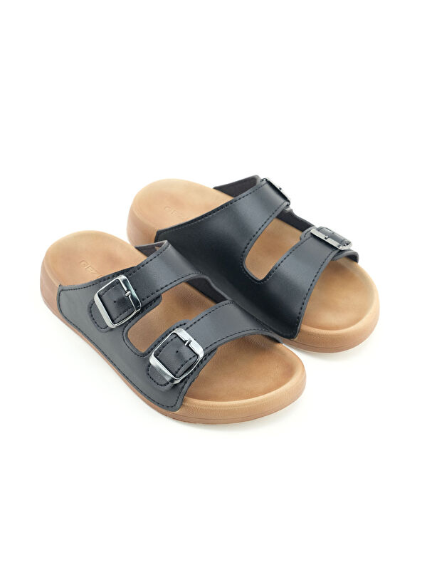 Kadın Yazlık Suni Deri İki Kemer Cırt Cırtlı Ayarlanabilir Rahat Taban Günlük Terlik - Görsel 4