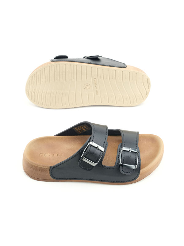 Kadın Yazlık Suni Deri İki Kemer Cırt Cırtlı Ayarlanabilir Rahat Taban Günlük Terlik - Görsel 6