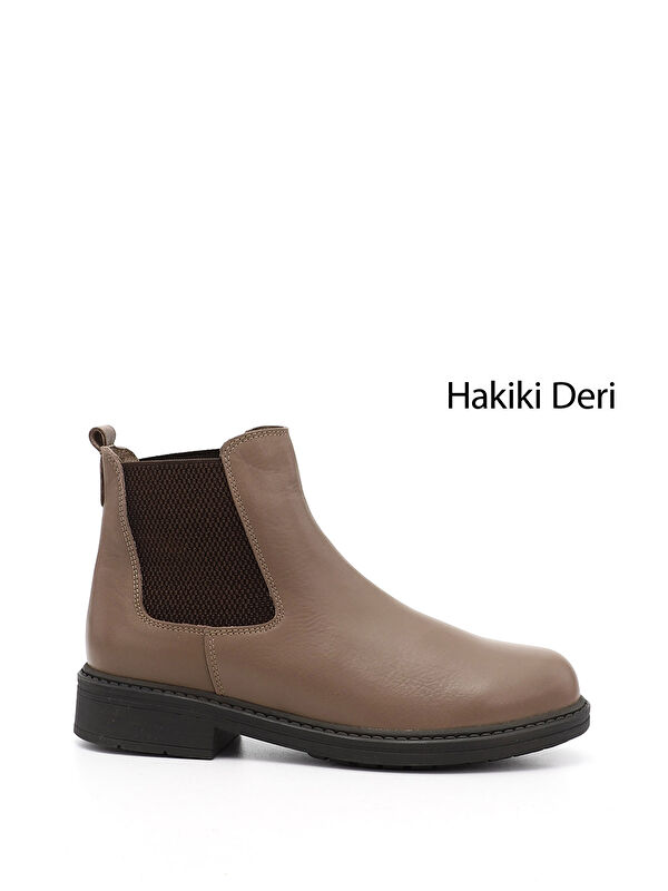 Kadın KOYU VİZON Kauçuk Taban Hakiki Deri Chelsea Bot - Görsel 2