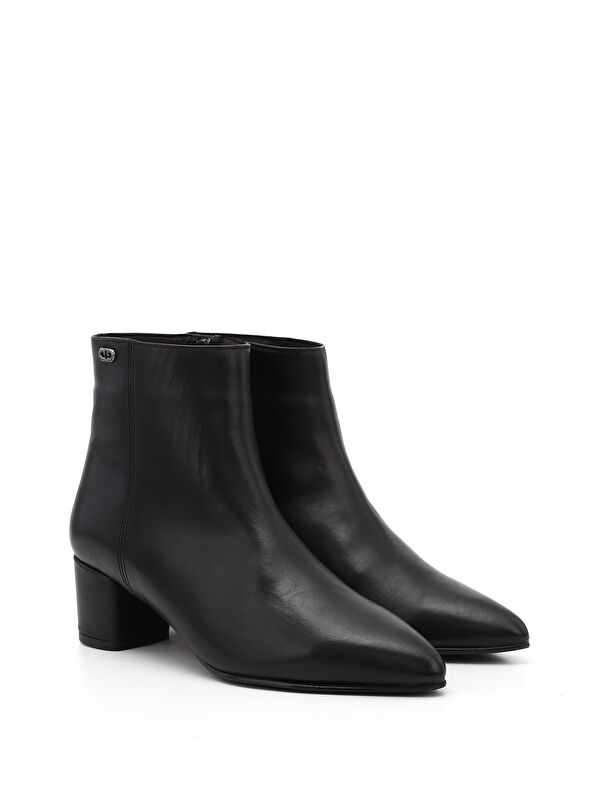 Kadın AÇIK SİYAH Fermuarlı Sivri Burun Hakiki Deri Bot - Görsel 3