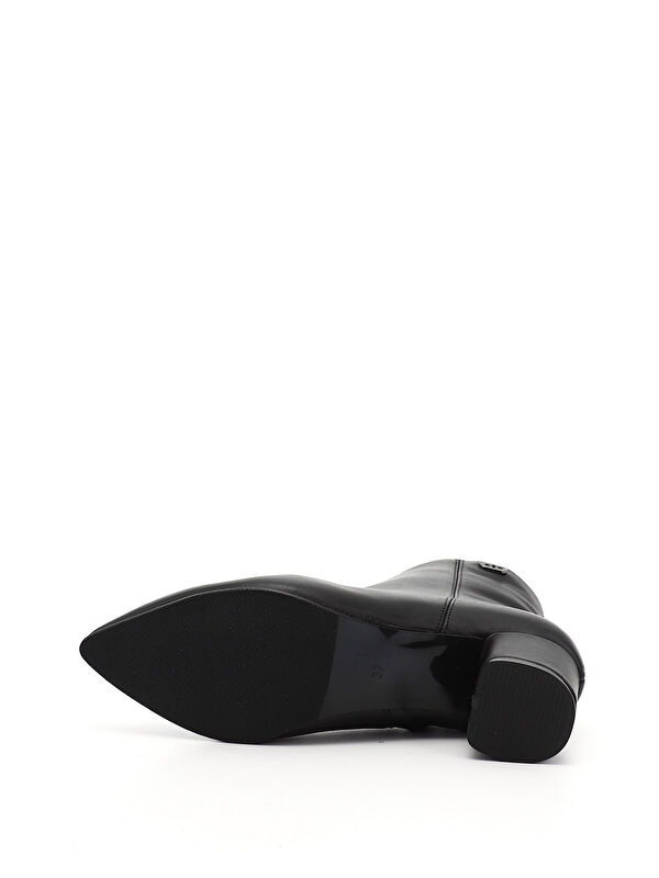 Kadın AÇIK SİYAH Fermuarlı Sivri Burun Hakiki Deri Bot - Görsel 5