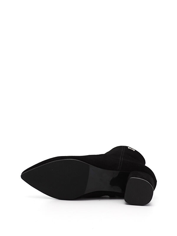 Kadın KOYU SİYAH Fermuarlı Sivri Burun Hakiki Deri Bot - Görsel 5