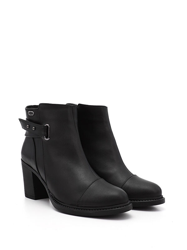 Kadın AÇIK SİYAH Fermuarlı Kalın Topuklu Bot - Görsel 3