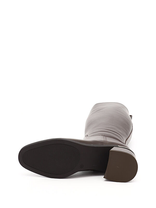 Kadın AÇIK KAHVERENGİ Fermuarlı Kalın Topuklu Hakiki Deri Çizme - Görsel 5