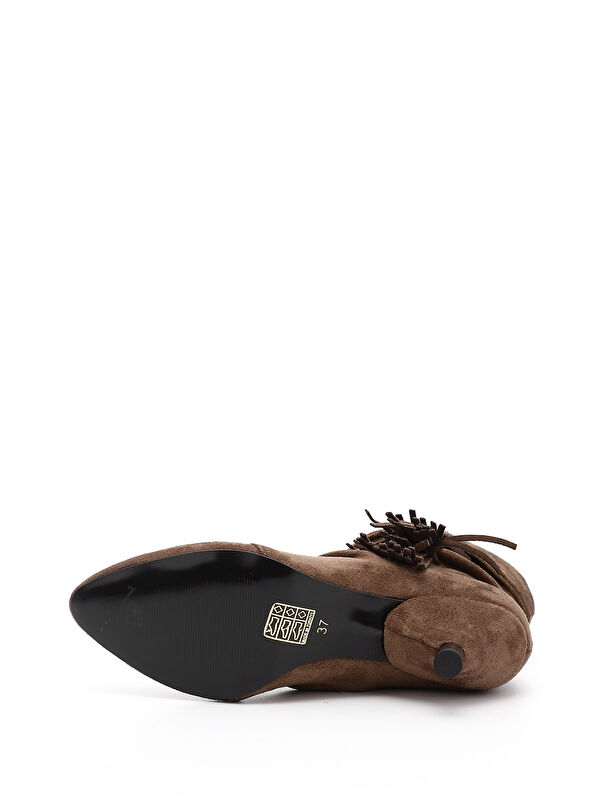 Kadın AÇIK KAHVERENGİ Püsküllü Sivri Burun İnce Topuklu Bot - Görsel 5