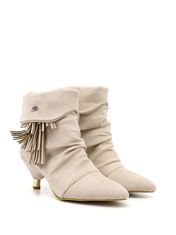 Kadın AÇIK VİZON Püsküllü Sivri Burun İnce Topuklu Bot - Görsel 3