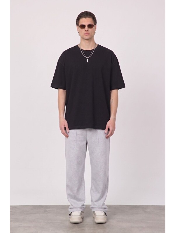 gothamVibes Erkek Blank Oversize Siyah T-Shirt