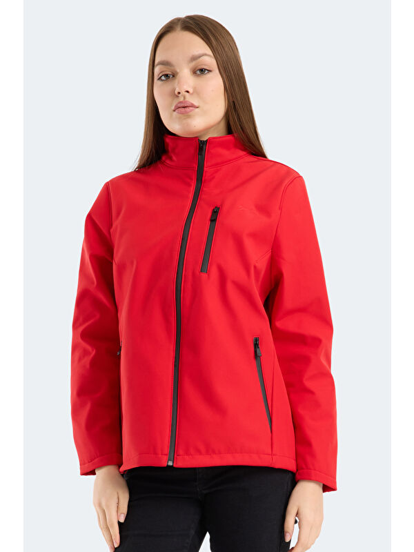 SLAZENGER HIP STYLE Kadın Dik Yaka Fermuarlı Kırmızı Mont & Kaban
