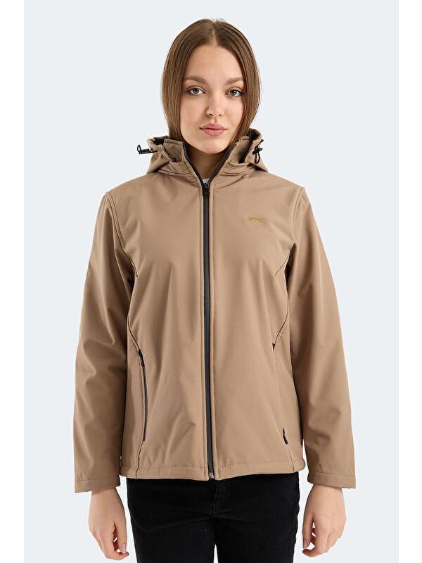 SLAZENGER HEAT CONTROL Kadın Çıkarılabilir Kapüşonlu Bej Mont & Kaban