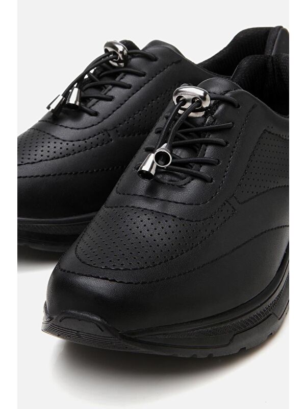 Kadın Siyah Kalın Tabanlı Spor Ayakkabı - Görsel 4