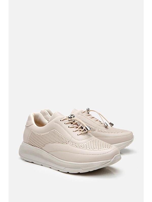 Kadın Bej Kalın Tabanlı Spor Ayakkabı - Görsel 3