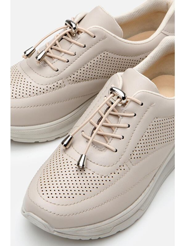 Kadın Bej Kalın Tabanlı Spor Ayakkabı - Görsel 4